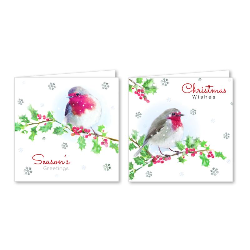 12 Christmas Cards (Traditional Robins)